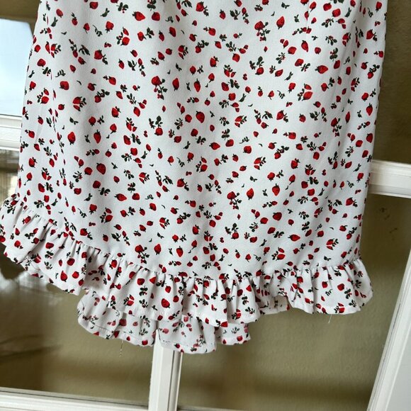 FASHION NOVA Strawberry Print Puff Sleeve Sundress Mini Dress Size Small - Picture 3 of 9